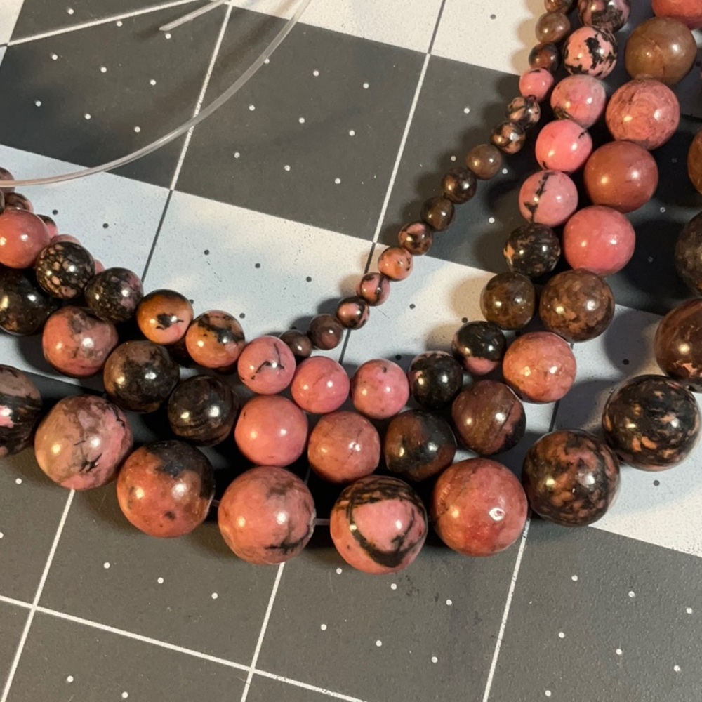 Set Rhodonite Stone Beads 10/8/6/4mm